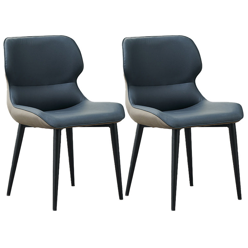 Entryway Dining Room Dining Chairs Armless Leather Kitchen Chairs Blue 2 Piece Set Clearhalo 'Dining Chairs' 'Dining Tables & Seating' 'dining_chair' 'furn' 'furn_dining_chair' 'Furniture' 'furniture_dining_chair' 'Kitchen & Dining Furniture' 4954873