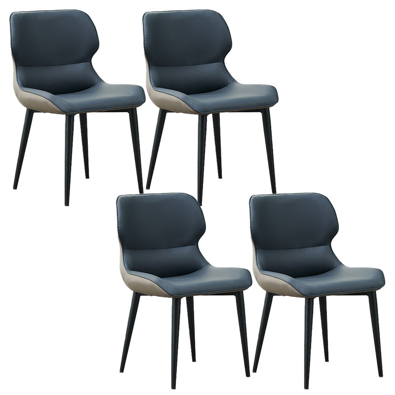 Entryway Dining Room Dining Chairs Armless Leather Kitchen Chairs Blue 4 Piece Set Clearhalo 'Dining Chairs' 'Dining Tables & Seating' 'dining_chair' 'furn' 'furn_dining_chair' 'Furniture' 'furniture_dining_chair' 'Kitchen & Dining Furniture' 4954874