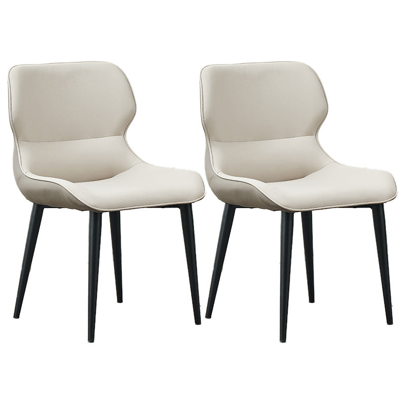 Entryway Dining Room Dining Chairs Armless Leather Kitchen Chairs White 2 Piece Set Clearhalo 'Dining Chairs' 'Dining Tables & Seating' 'dining_chair' 'furn' 'furn_dining_chair' 'Furniture' 'furniture_dining_chair' 'Kitchen & Dining Furniture' 4954876