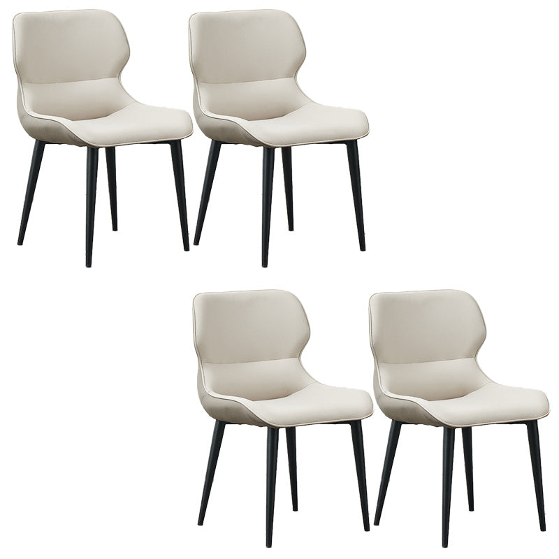 Entryway Dining Room Dining Chairs Armless Leather Kitchen Chairs White 4 Piece Set Clearhalo 'Dining Chairs' 'Dining Tables & Seating' 'dining_chair' 'furn' 'furn_dining_chair' 'Furniture' 'furniture_dining_chair' 'Kitchen & Dining Furniture' 4954878
