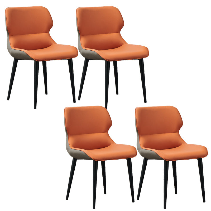 Entryway Dining Room Dining Chairs Armless Leather Kitchen Chairs Orange 4 Piece Set Clearhalo 'Dining Chairs' 'Dining Tables & Seating' 'dining_chair' 'furn' 'furn_dining_chair' 'Furniture' 'furniture_dining_chair' 'Kitchen & Dining Furniture' 4954882