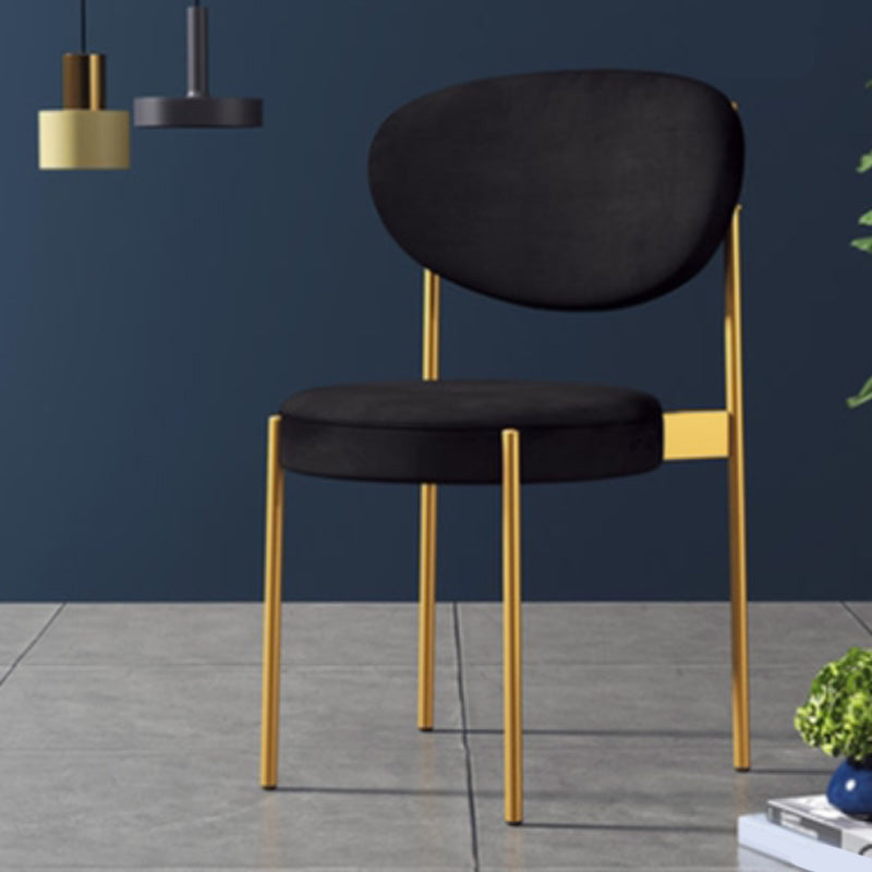 Glam Style Upholstered Side Chair Open Back Stackable Dining Chair Black 1 Piece Clearhalo 'Dining Chairs' 'Dining Tables & Seating' 'dining_chair' 'furn' 'furn_dining_chair' 'Furniture' 'furniture_dining_chair' 'Kitchen & Dining Furniture' 4954885