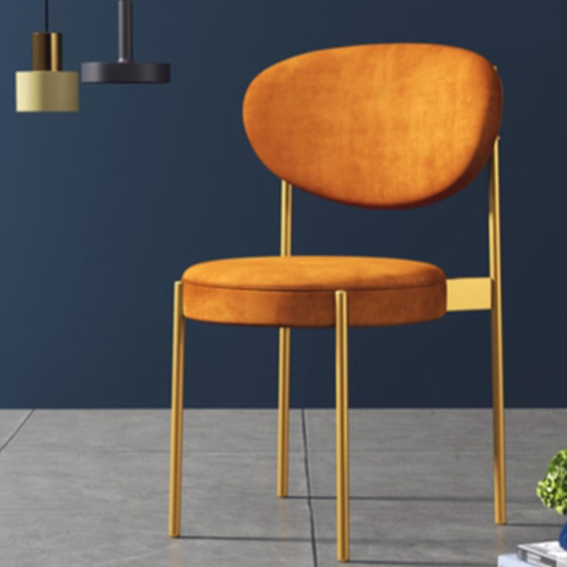 Glam Style Upholstered Side Chair Open Back Stackable Dining Chair Orange 1 Piece Clearhalo 'Dining Chairs' 'Dining Tables & Seating' 'dining_chair' 'furn' 'furn_dining_chair' 'Furniture' 'furniture_dining_chair' 'Kitchen & Dining Furniture' 4954886