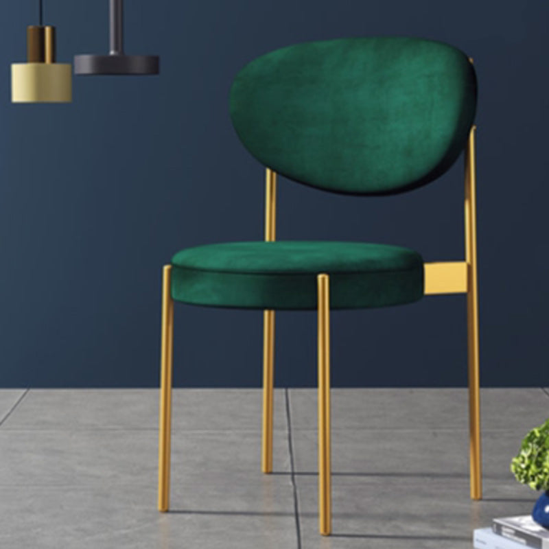 Glam Style Upholstered Side Chair Open Back Stackable Dining Chair Green 1 Piece Clearhalo 'Dining Chairs' 'Dining Tables & Seating' 'dining_chair' 'furn' 'furn_dining_chair' 'Furniture' 'furniture_dining_chair' 'Kitchen & Dining Furniture' 4954888