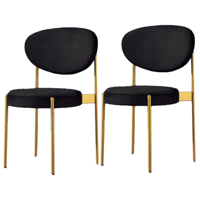 Glam Style Upholstered Side Chair Open Back Stackable Dining Chair Black 2 Piece Set Clearhalo 'Dining Chairs' 'Dining Tables & Seating' 'dining_chair' 'furn' 'furn_dining_chair' 'Furniture' 'furniture_dining_chair' 'Kitchen & Dining Furniture' 4954890