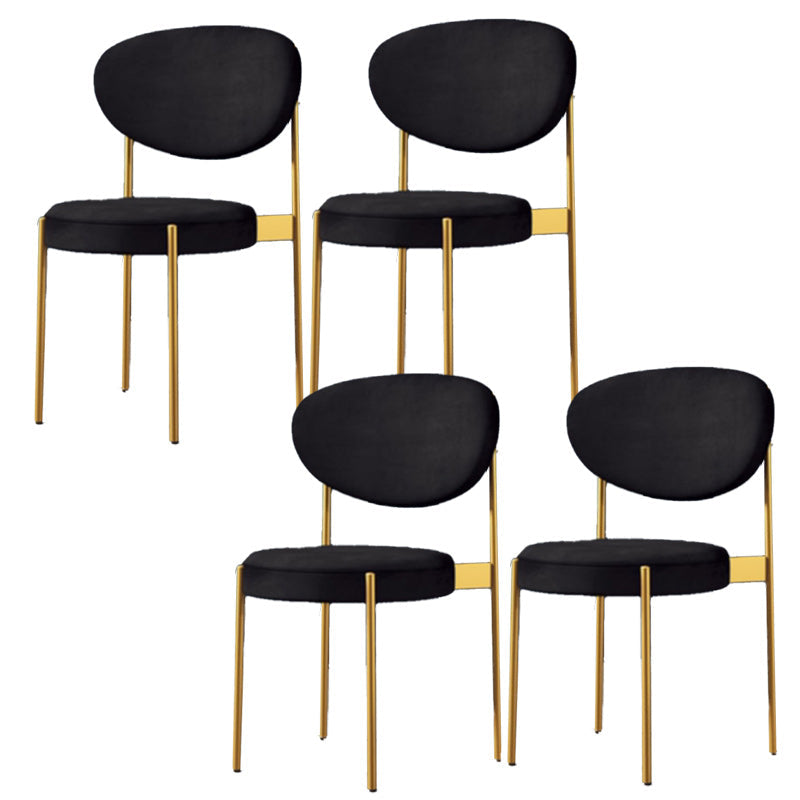 Glam Style Upholstered Side Chair Open Back Stackable Dining Chair Black 4 Piece Set Clearhalo 'Dining Chairs' 'Dining Tables & Seating' 'dining_chair' 'furn' 'furn_dining_chair' 'Furniture' 'furniture_dining_chair' 'Kitchen & Dining Furniture' 4954892