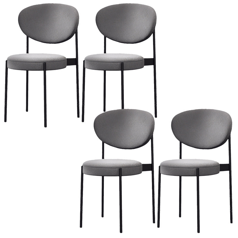 Glam Style Upholstered Side Chair Open Back Stackable Dining Chair Grey 4 Piece Set Clearhalo 'Dining Chairs' 'Dining Tables & Seating' 'dining_chair' 'furn' 'furn_dining_chair' 'Furniture' 'furniture_dining_chair' 'Kitchen & Dining Furniture' 4954896