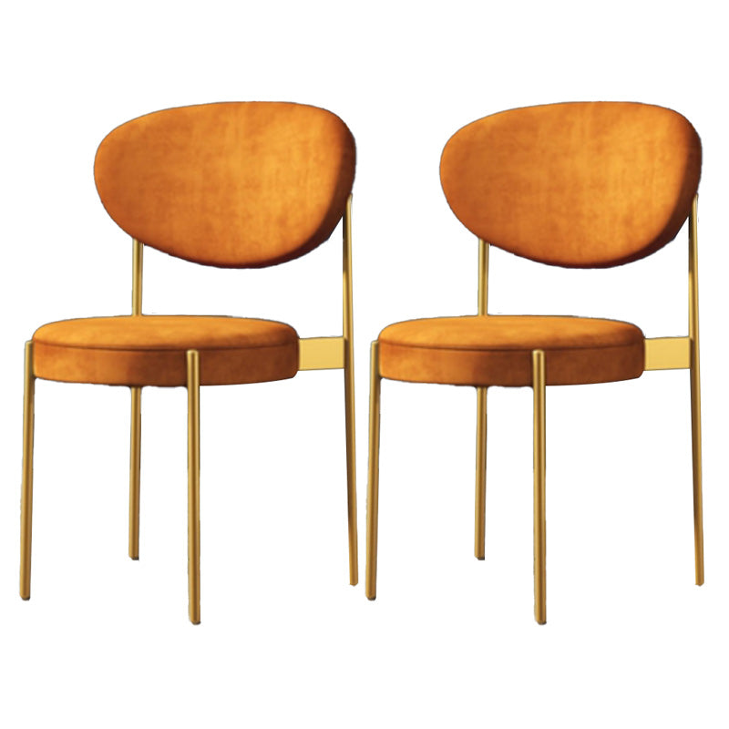 Glam Style Upholstered Side Chair Open Back Stackable Dining Chair Orange 2 Piece Set Clearhalo 'Dining Chairs' 'Dining Tables & Seating' 'dining_chair' 'furn' 'furn_dining_chair' 'Furniture' 'furniture_dining_chair' 'Kitchen & Dining Furniture' 4954898