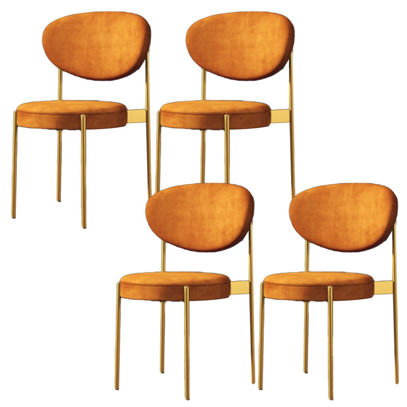 Glam Style Upholstered Side Chair Open Back Stackable Dining Chair Orange 4 Piece Set Clearhalo 'Dining Chairs' 'Dining Tables & Seating' 'dining_chair' 'furn' 'furn_dining_chair' 'Furniture' 'furniture_dining_chair' 'Kitchen & Dining Furniture' 4954900