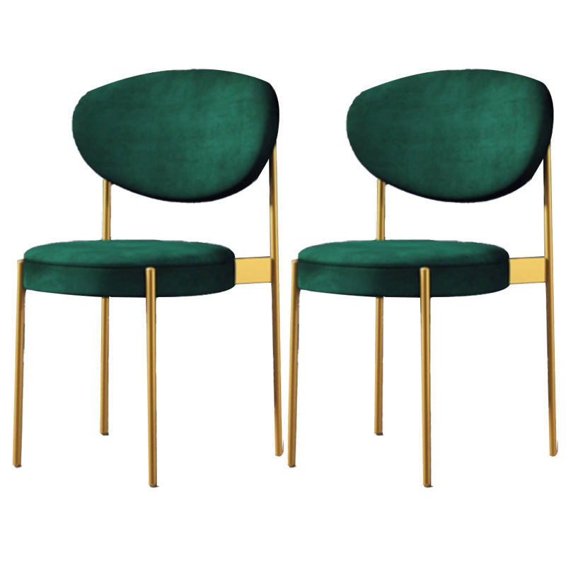 Glam Style Upholstered Side Chair Open Back Stackable Dining Chair Green 2 Piece Set Clearhalo 'Dining Chairs' 'Dining Tables & Seating' 'dining_chair' 'furn' 'furn_dining_chair' 'Furniture' 'furniture_dining_chair' 'Kitchen & Dining Furniture' 4954902