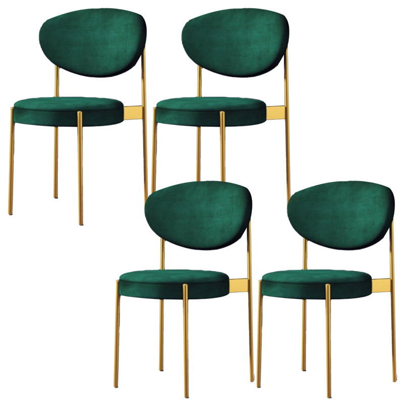 Glam Style Upholstered Side Chair Open Back Stackable Dining Chair Green 4 Piece Set Clearhalo 'Dining Chairs' 'Dining Tables & Seating' 'dining_chair' 'furn' 'furn_dining_chair' 'Furniture' 'furniture_dining_chair' 'Kitchen & Dining Furniture' 4954904