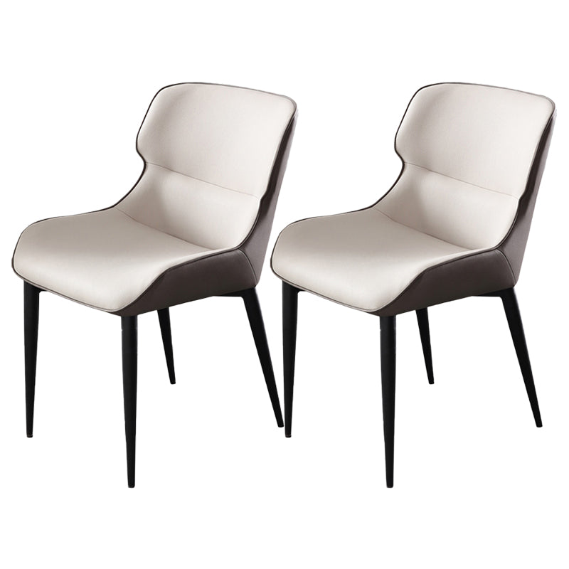 Dining Room Side Dining Chairs Leather Modern Armless Dining Chairs White 2 Piece Set Clearhalo 'Dining Chairs' 'Dining Tables & Seating' 'dining_chair' 'furn' 'furn_dining_chair' 'Furniture' 'furniture_dining_chair' 'Kitchen & Dining Furniture' 4954909