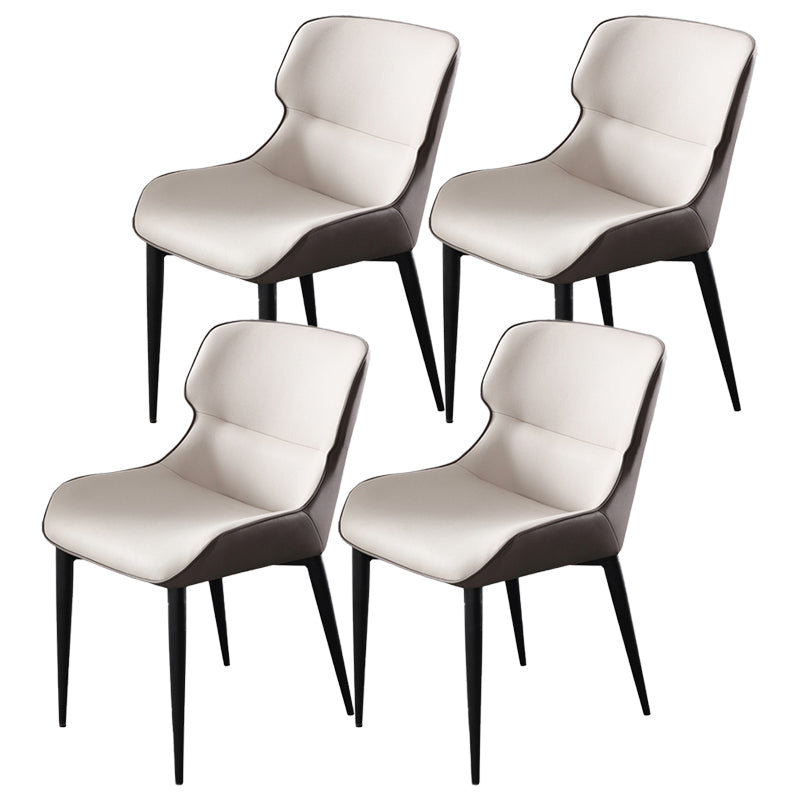 Dining Room Side Dining Chairs Leather Modern Armless Dining Chairs White 4 Piece Set Clearhalo 'Dining Chairs' 'Dining Tables & Seating' 'dining_chair' 'furn' 'furn_dining_chair' 'Furniture' 'furniture_dining_chair' 'Kitchen & Dining Furniture' 4954910