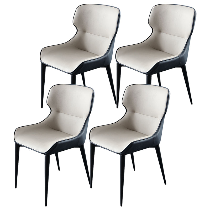 Dining Room Side Dining Chairs Leather Modern Armless Dining Chairs White-Blue 4 Piece Set Clearhalo 'Dining Chairs' 'Dining Tables & Seating' 'dining_chair' 'furn' 'furn_dining_chair' 'Furniture' 'furniture_dining_chair' 'Kitchen & Dining Furniture' 4954915