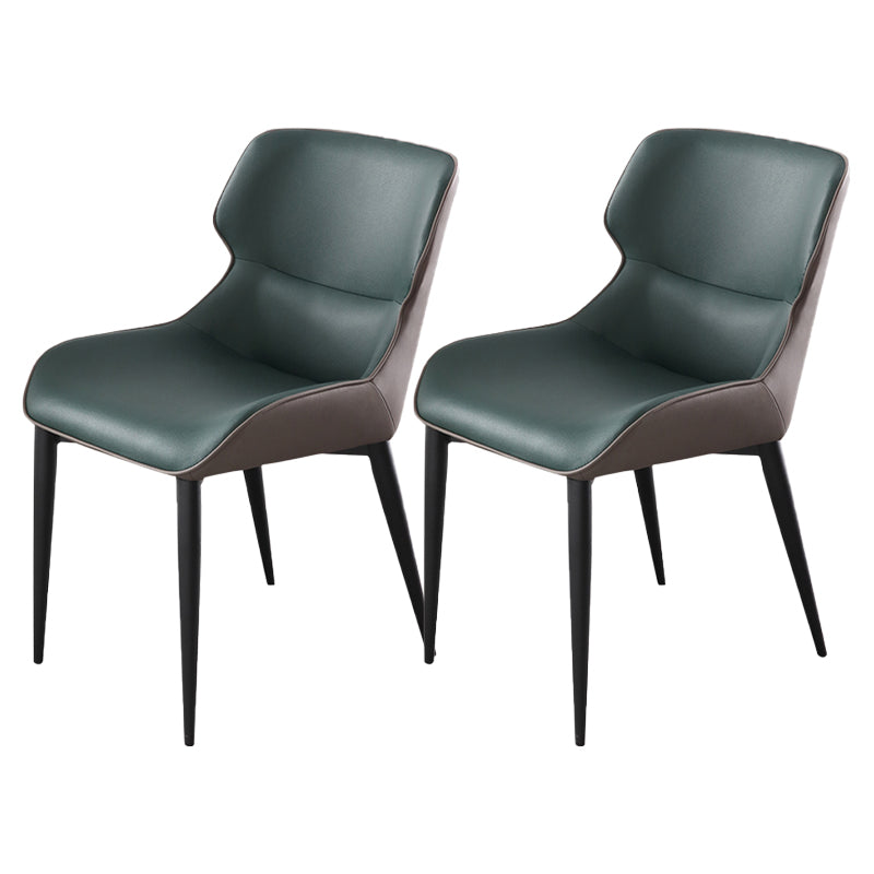 Dining Room Side Dining Chairs Leather Modern Armless Dining Chairs Green 2 Piece Set Clearhalo 'Dining Chairs' 'Dining Tables & Seating' 'dining_chair' 'furn' 'furn_dining_chair' 'Furniture' 'furniture_dining_chair' 'Kitchen & Dining Furniture' 4954917