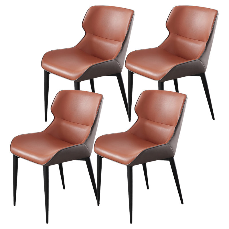 Dining Room Side Dining Chairs Leather Modern Armless Dining Chairs Orange 4 Piece Set Clearhalo 'Dining Chairs' 'Dining Tables & Seating' 'dining_chair' 'furn' 'furn_dining_chair' 'Furniture' 'furniture_dining_chair' 'Kitchen & Dining Furniture' 4954922