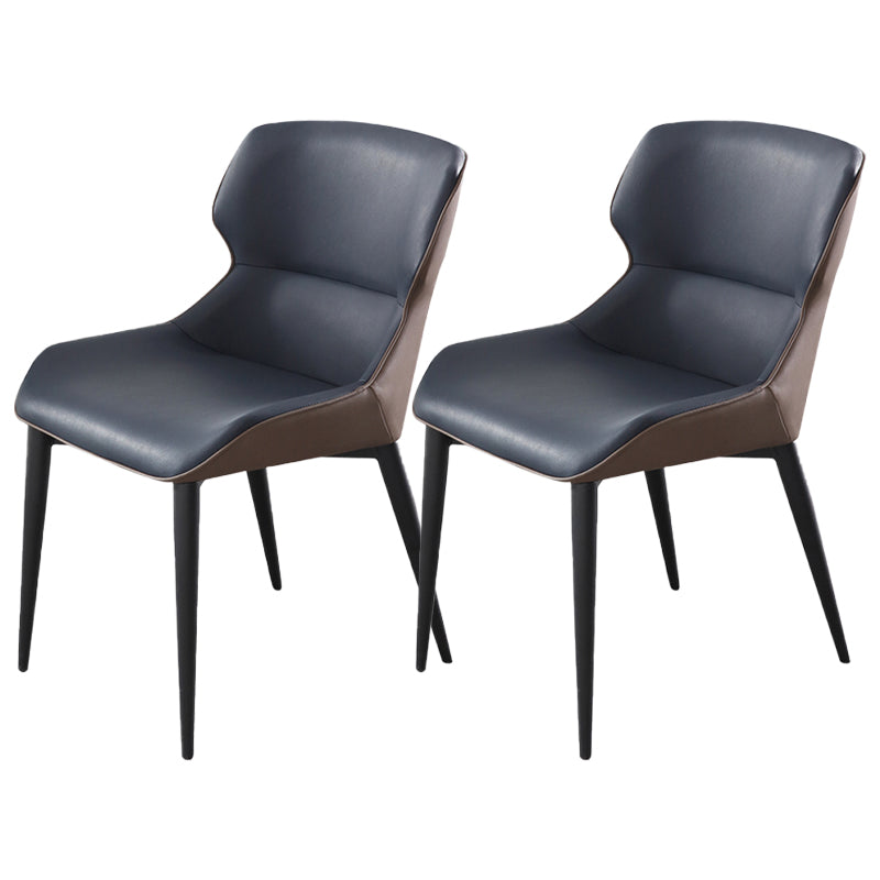 Dining Room Side Dining Chairs Leather Modern Armless Dining Chairs Blue 2 Piece Set Clearhalo 'Dining Chairs' 'Dining Tables & Seating' 'dining_chair' 'furn' 'furn_dining_chair' 'Furniture' 'furniture_dining_chair' 'Kitchen & Dining Furniture' 4954924