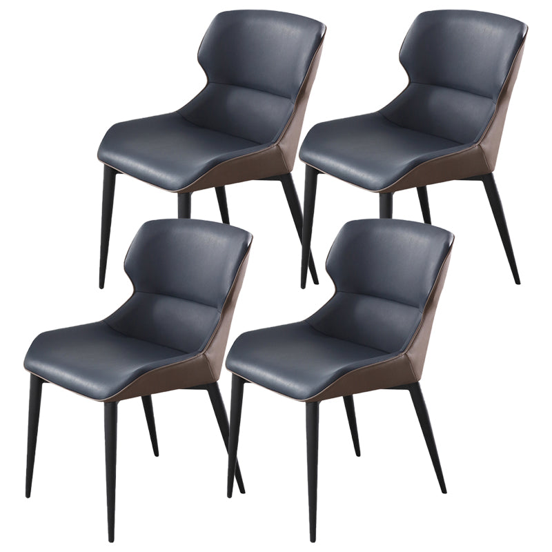 Dining Room Side Dining Chairs Leather Modern Armless Dining Chairs Blue 4 Piece Set Clearhalo 'Dining Chairs' 'Dining Tables & Seating' 'dining_chair' 'furn' 'furn_dining_chair' 'Furniture' 'furniture_dining_chair' 'Kitchen & Dining Furniture' 4954926