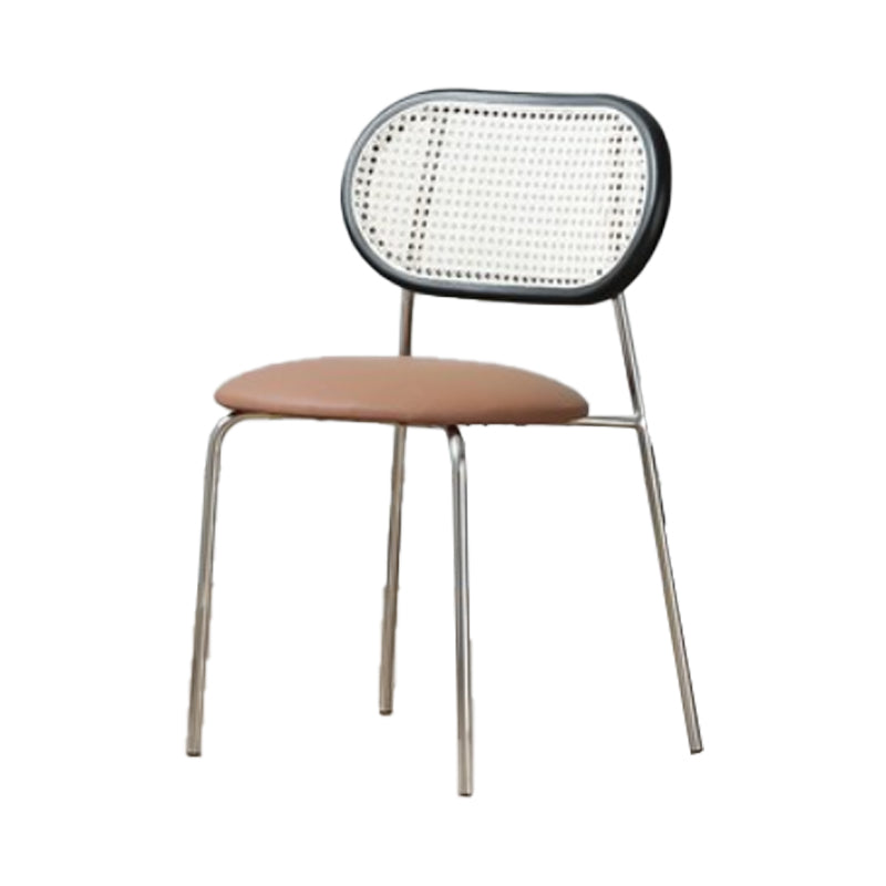 PU Leather Contemporary Side Chair Open Back Dining Chair for Dining Room Khaki 1 Piece Clearhalo 'Dining Chairs' 'Dining Tables & Seating' 'dining_chair' 'furn' 'furn_dining_chair' 'Furniture' 'furniture_dining_chair' 'Kitchen & Dining Furniture' 4954933