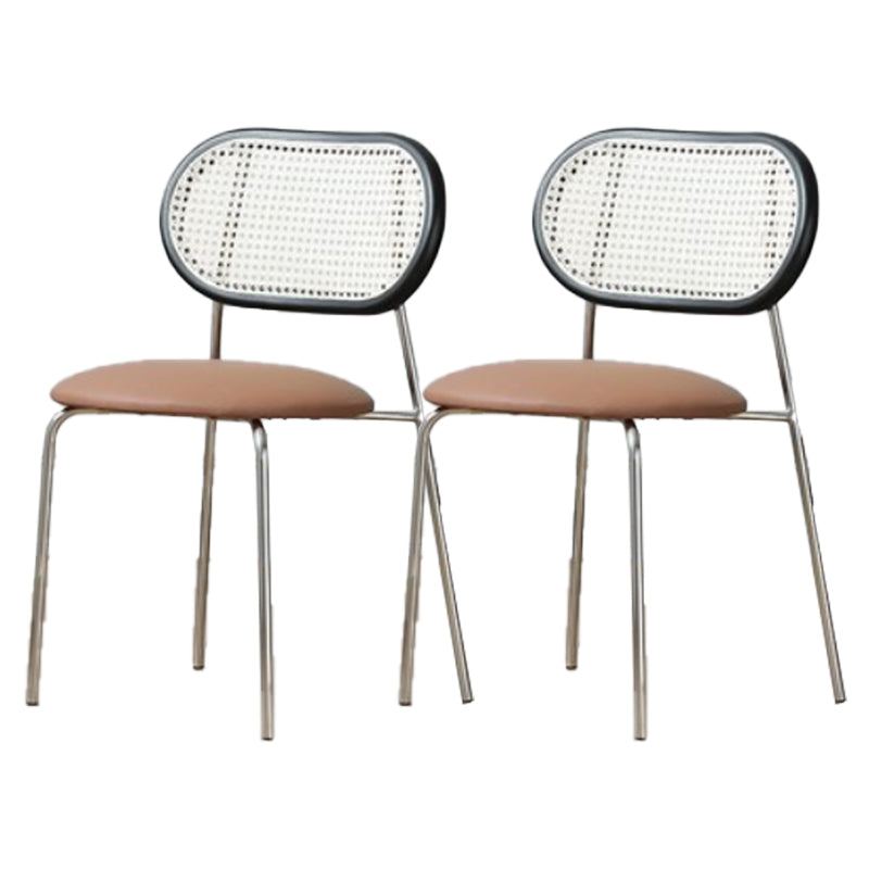 PU Leather Contemporary Side Chair Open Back Dining Chair for Dining Room Khaki 2 Piece Set Clearhalo 'Dining Chairs' 'Dining Tables & Seating' 'dining_chair' 'furn' 'furn_dining_chair' 'Furniture' 'furniture_dining_chair' 'Kitchen & Dining Furniture' 4954936