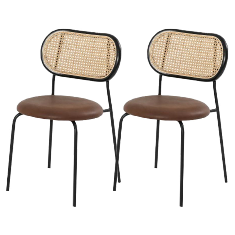 PU Leather Contemporary Side Chair Open Back Dining Chair for Dining Room Black-Brown 2 Piece Set Clearhalo 'Dining Chairs' 'Dining Tables & Seating' 'dining_chair' 'furn' 'furn_dining_chair' 'Furniture' 'furniture_dining_chair' 'Kitchen & Dining Furniture' 4954942