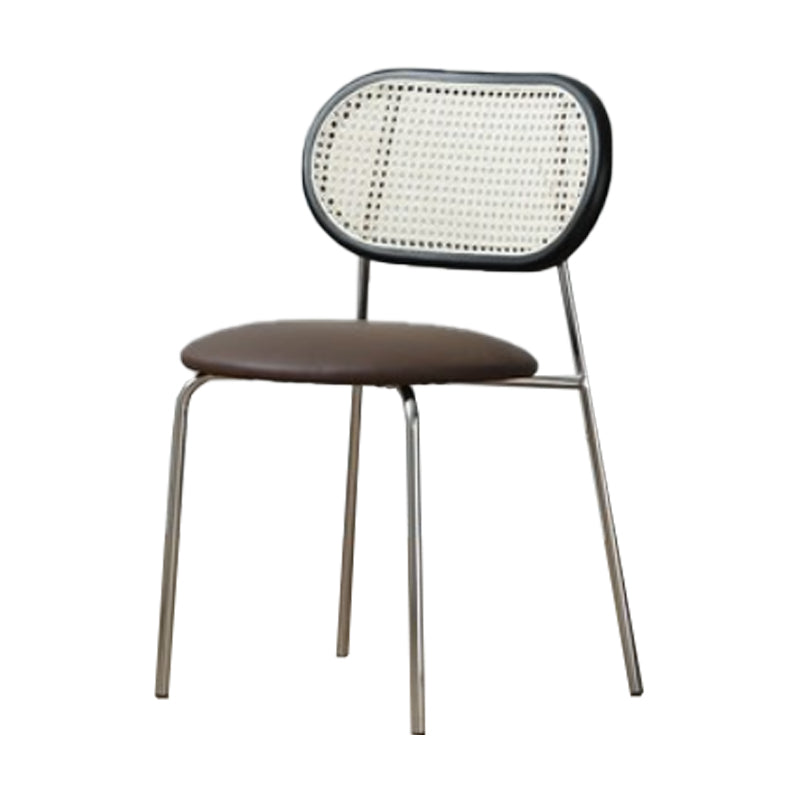 PU Leather Contemporary Side Chair Open Back Dining Chair for Dining Room Brown-Black 1 Piece Clearhalo 'Dining Chairs' 'Dining Tables & Seating' 'dining_chair' 'furn' 'furn_dining_chair' 'Furniture' 'furniture_dining_chair' 'Kitchen & Dining Furniture' 4954945