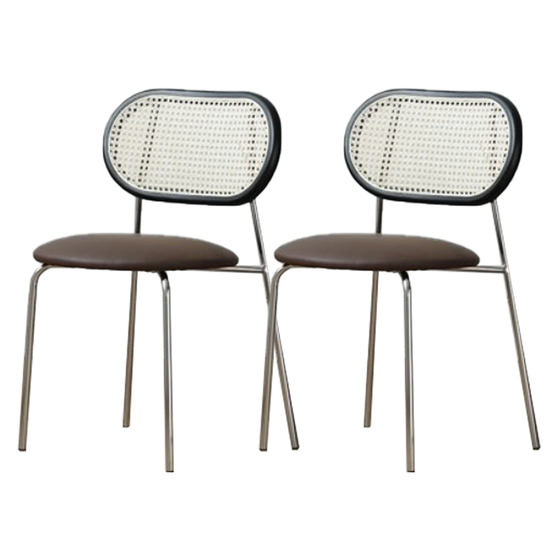 PU Leather Contemporary Side Chair Open Back Dining Chair for Dining Room Brown-Black 2 Piece Set Clearhalo 'Dining Chairs' 'Dining Tables & Seating' 'dining_chair' 'furn' 'furn_dining_chair' 'Furniture' 'furniture_dining_chair' 'Kitchen & Dining Furniture' 4954948