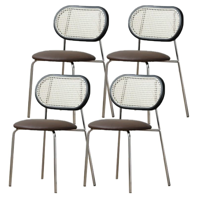 PU Leather Contemporary Side Chair Open Back Dining Chair for Dining Room Brown-Black 4 Piece Set Clearhalo 'Dining Chairs' 'Dining Tables & Seating' 'dining_chair' 'furn' 'furn_dining_chair' 'Furniture' 'furniture_dining_chair' 'Kitchen & Dining Furniture' 4954950