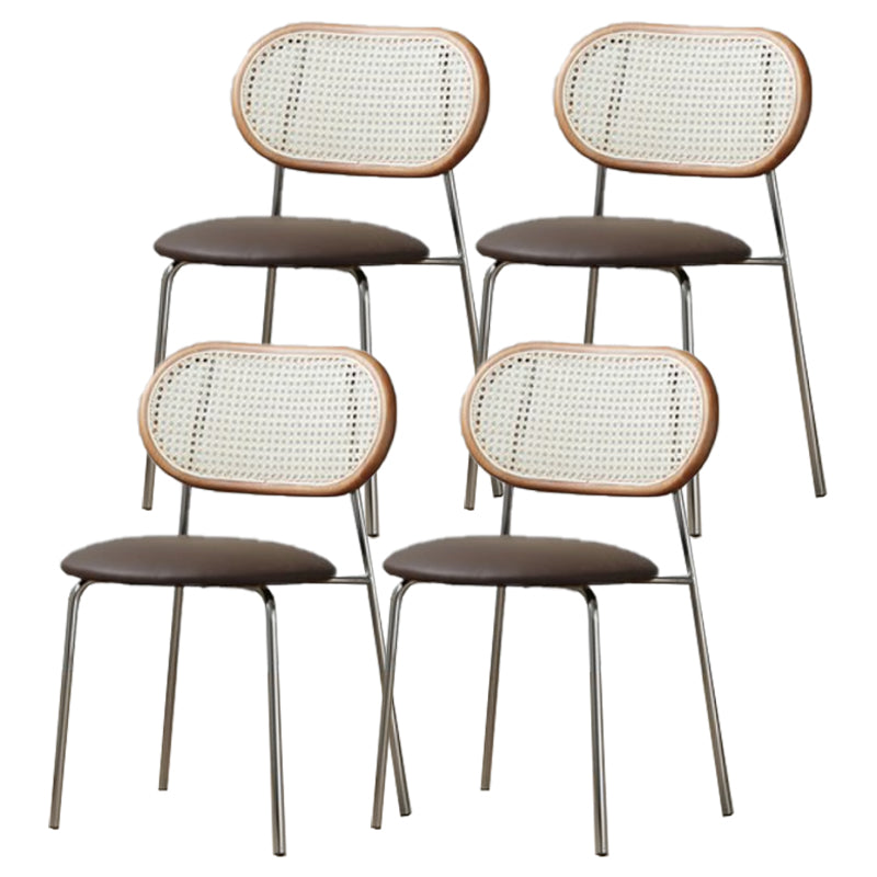 PU Leather Contemporary Side Chair Open Back Dining Chair for Dining Room Brown 4 Piece Set Clearhalo 'Dining Chairs' 'Dining Tables & Seating' 'dining_chair' 'furn' 'furn_dining_chair' 'Furniture' 'furniture_dining_chair' 'Kitchen & Dining Furniture' 4954955