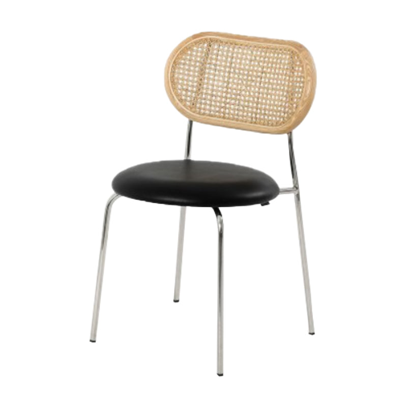 PU Leather Contemporary Side Chair Open Back Dining Chair for Dining Room Khaki-Black 1 Piece Clearhalo 'Dining Chairs' 'Dining Tables & Seating' 'dining_chair' 'furn' 'furn_dining_chair' 'Furniture' 'furniture_dining_chair' 'Kitchen & Dining Furniture' 4954958