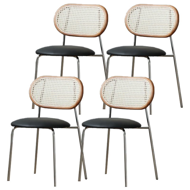 PU Leather Contemporary Side Chair Open Back Dining Chair for Dining Room Natural Wood Khaki 4 Piece Set Clearhalo 'Dining Chairs' 'Dining Tables & Seating' 'dining_chair' 'furn' 'furn_dining_chair' 'Furniture' 'furniture_dining_chair' 'Kitchen & Dining Furniture' 4954963