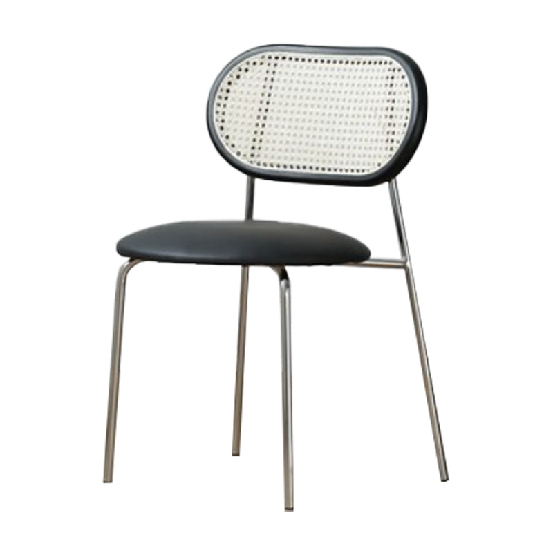 PU Leather Contemporary Side Chair Open Back Dining Chair for Dining Room Black 1 Piece Clearhalo 'Dining Chairs' 'Dining Tables & Seating' 'dining_chair' 'furn' 'furn_dining_chair' 'Furniture' 'furniture_dining_chair' 'Kitchen & Dining Furniture' 4954964