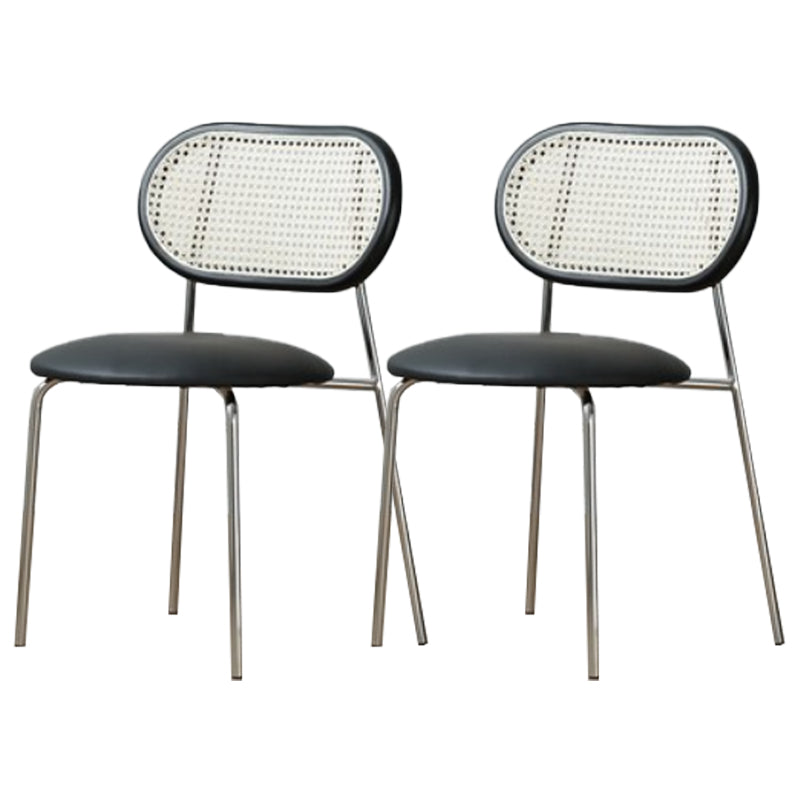 PU Leather Contemporary Side Chair Open Back Dining Chair for Dining Room Black 2 Piece Set Clearhalo 'Dining Chairs' 'Dining Tables & Seating' 'dining_chair' 'furn' 'furn_dining_chair' 'Furniture' 'furniture_dining_chair' 'Kitchen & Dining Furniture' 4954965