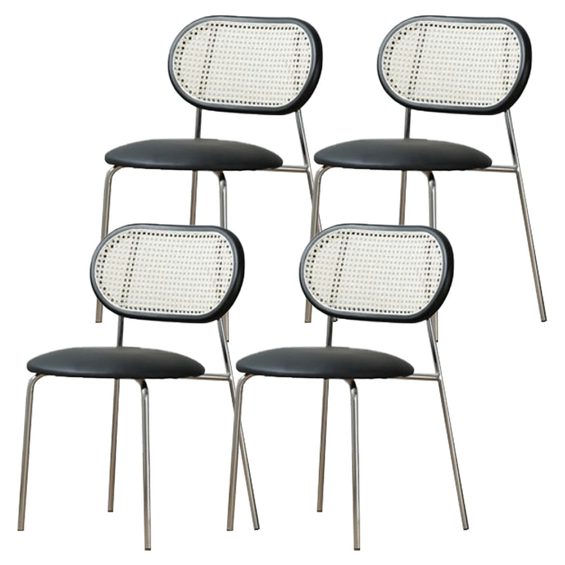 PU Leather Contemporary Side Chair Open Back Dining Chair for Dining Room Black 4 Piece Set Clearhalo 'Dining Chairs' 'Dining Tables & Seating' 'dining_chair' 'furn' 'furn_dining_chair' 'Furniture' 'furniture_dining_chair' 'Kitchen & Dining Furniture' 4954966