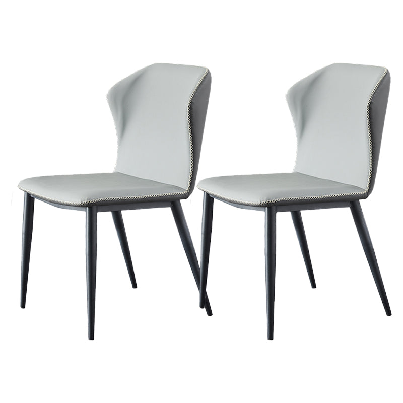Armless Dining Chairs Modern Leather Side Chairs for Dining Room Grey 2 Piece Set Clearhalo 'Dining Chairs' 'Dining Tables & Seating' 'dining_chair' 'furn' 'furn_dining_chair' 'Furniture' 'furniture_dining_chair' 'Kitchen & Dining Furniture' 4954969