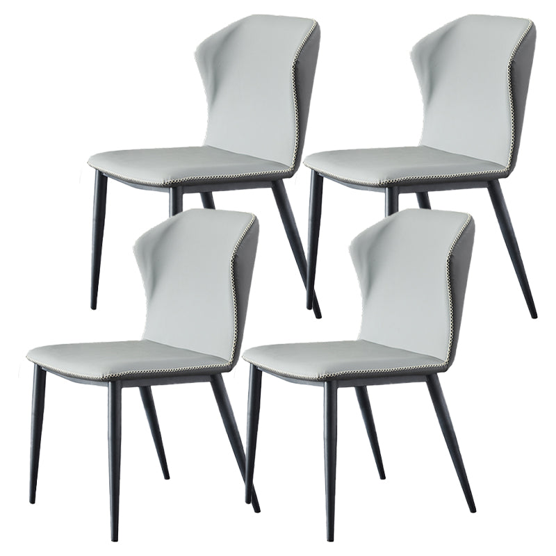 Armless Dining Chairs Modern Leather Side Chairs for Dining Room Grey 4 Piece Set Clearhalo 'Dining Chairs' 'Dining Tables & Seating' 'dining_chair' 'furn' 'furn_dining_chair' 'Furniture' 'furniture_dining_chair' 'Kitchen & Dining Furniture' 4954971