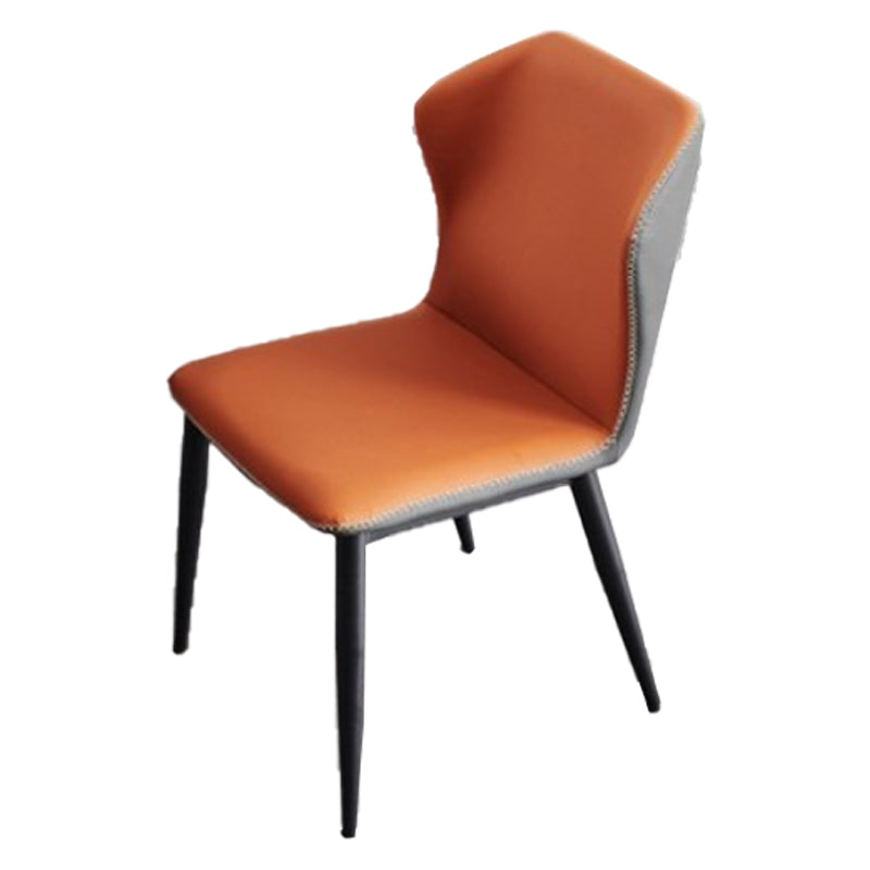 Armless Dining Chairs Modern Leather Side Chairs for Dining Room Orange 1 Piece Clearhalo 'Dining Chairs' 'Dining Tables & Seating' 'dining_chair' 'furn' 'furn_dining_chair' 'Furniture' 'furniture_dining_chair' 'Kitchen & Dining Furniture' 4954972