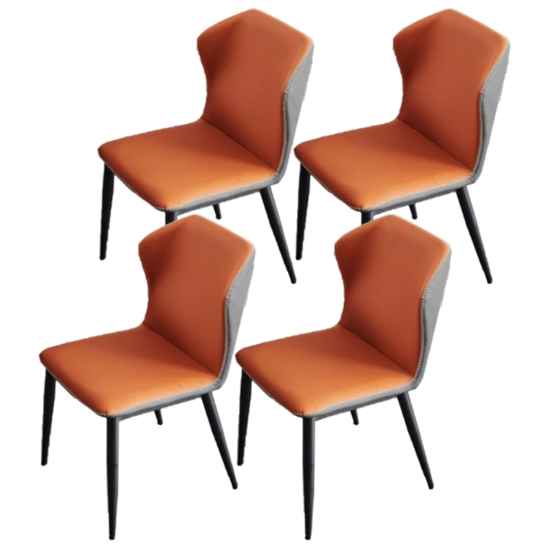 Armless Dining Chairs Modern Leather Side Chairs for Dining Room Orange 4 Piece Set Clearhalo 'Dining Chairs' 'Dining Tables & Seating' 'dining_chair' 'furn' 'furn_dining_chair' 'Furniture' 'furniture_dining_chair' 'Kitchen & Dining Furniture' 4954976