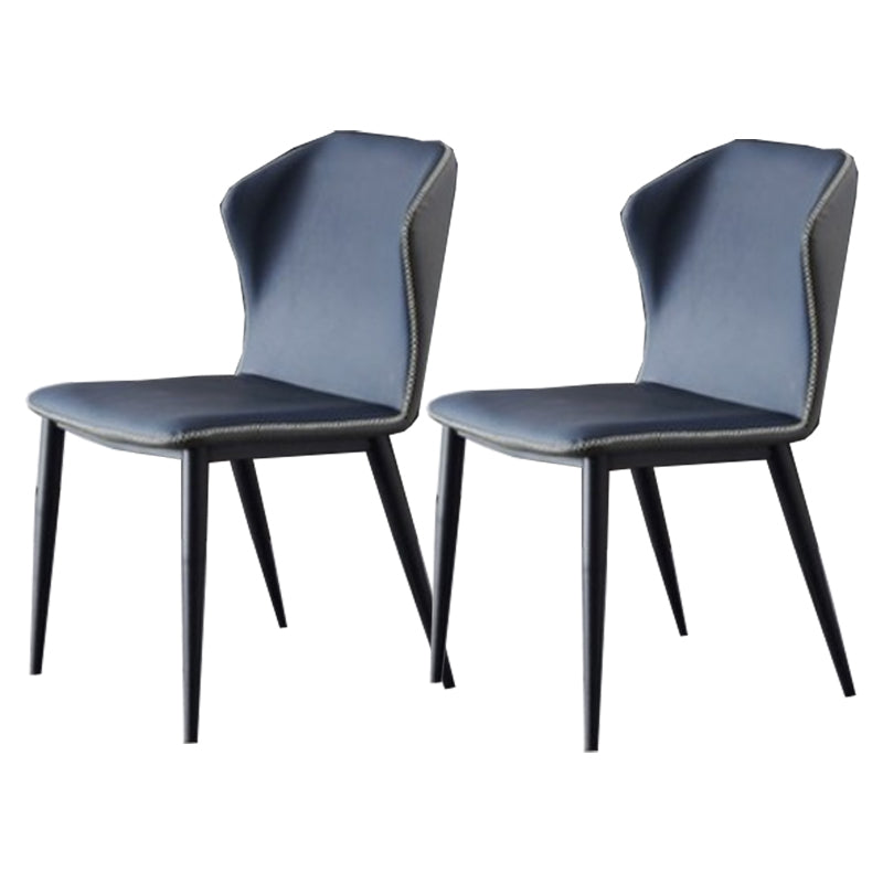 Armless Dining Chairs Modern Leather Side Chairs for Dining Room Blue 2 Piece Set Clearhalo 'Dining Chairs' 'Dining Tables & Seating' 'dining_chair' 'furn' 'furn_dining_chair' 'Furniture' 'furniture_dining_chair' 'Kitchen & Dining Furniture' 4954980