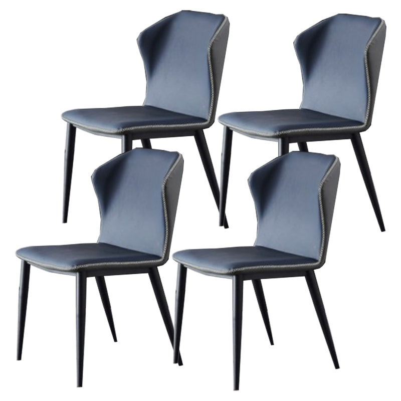 Armless Dining Chairs Modern Leather Side Chairs for Dining Room Blue 4 Piece Set Clearhalo 'Dining Chairs' 'Dining Tables & Seating' 'dining_chair' 'furn' 'furn_dining_chair' 'Furniture' 'furniture_dining_chair' 'Kitchen & Dining Furniture' 4954982
