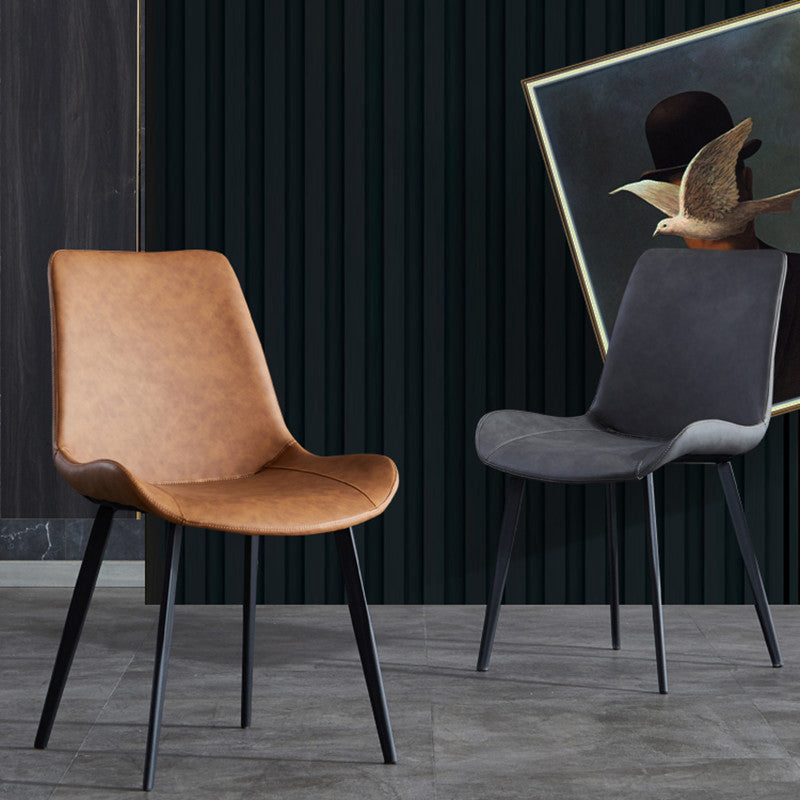 Contemporary Kitchen Dining Side Chair Leather Armless Dining Chairs Clearhalo 'Dining Chairs' 'Dining Tables & Seating' 'dining_chair' 'furn' 'furn_dining_chair' 'Furniture' 'furniture_dining_chair' 'Kitchen & Dining Furniture' 4954987