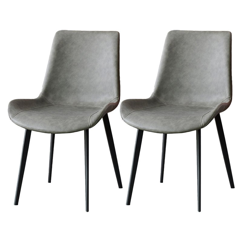 Contemporary Kitchen Dining Side Chair Leather Armless Dining Chairs Grey 2 Piece Set Clearhalo 'Dining Chairs' 'Dining Tables & Seating' 'dining_chair' 'furn' 'furn_dining_chair' 'Furniture' 'furniture_dining_chair' 'Kitchen & Dining Furniture' 4954988