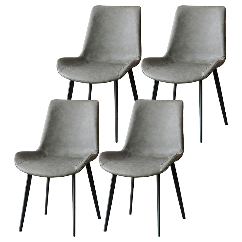 Contemporary Kitchen Dining Side Chair Leather Armless Dining Chairs Grey 4 Piece Set Clearhalo 'Dining Chairs' 'Dining Tables & Seating' 'dining_chair' 'furn' 'furn_dining_chair' 'Furniture' 'furniture_dining_chair' 'Kitchen & Dining Furniture' 4954989