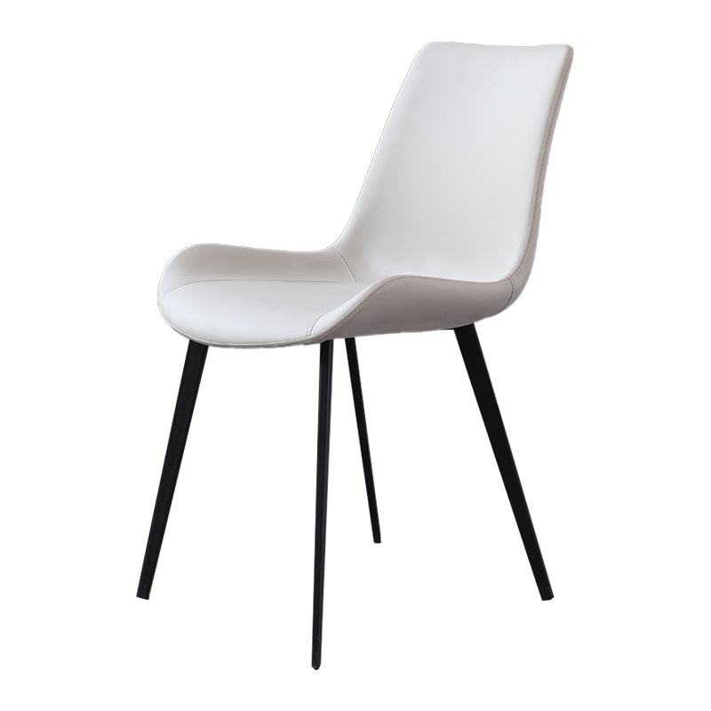 Contemporary Kitchen Dining Side Chair Leather Armless Dining Chairs White 1 Piece Clearhalo 'Dining Chairs' 'Dining Tables & Seating' 'dining_chair' 'furn' 'furn_dining_chair' 'Furniture' 'furniture_dining_chair' 'Kitchen & Dining Furniture' 4954991