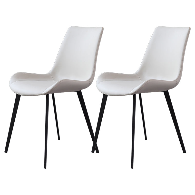 Contemporary Kitchen Dining Side Chair Leather Armless Dining Chairs White 2 Piece Set Clearhalo 'Dining Chairs' 'Dining Tables & Seating' 'dining_chair' 'furn' 'furn_dining_chair' 'Furniture' 'furniture_dining_chair' 'Kitchen & Dining Furniture' 4954993