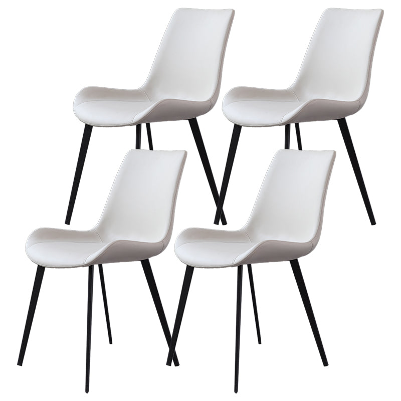 Contemporary Kitchen Dining Side Chair Leather Armless Dining Chairs White 4 Piece Set Clearhalo 'Dining Chairs' 'Dining Tables & Seating' 'dining_chair' 'furn' 'furn_dining_chair' 'Furniture' 'furniture_dining_chair' 'Kitchen & Dining Furniture' 4954995