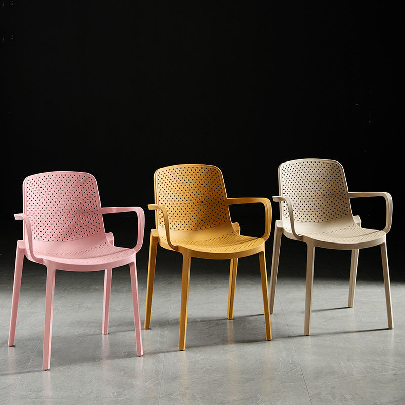 Contemporary Plastic Arm Chair Kitchen Dining Room Solid Back Chair Clearhalo 'Dining Chairs' 'Dining Tables & Seating' 'dining_chair' 'Furniture' 'furniture_dining_chair' 'Kitchen & Dining Furniture' 4955007