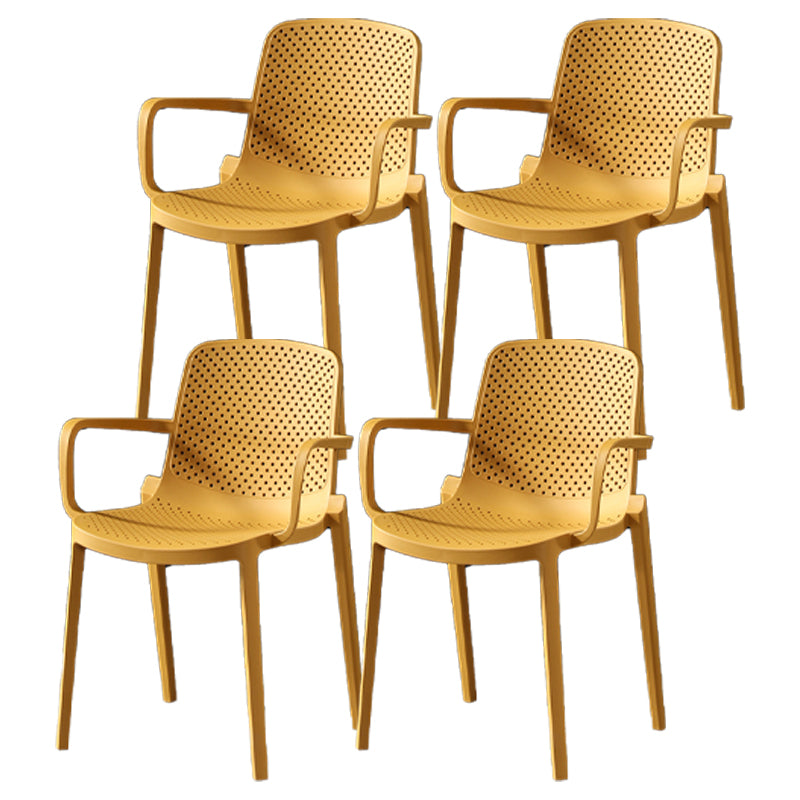 Contemporary Plastic Arm Chair Kitchen Dining Room Solid Back Chair Ginger Set of 4 Clearhalo 'Dining Chairs' 'Dining Tables & Seating' 'dining_chair' 'Furniture' 'furniture_dining_chair' 'Kitchen & Dining Furniture' 4955008