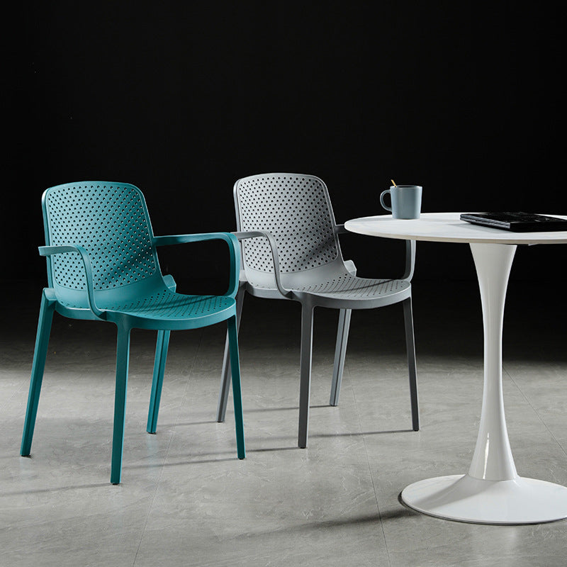 Contemporary Plastic Arm Chair Kitchen Dining Room Solid Back Chair Clearhalo 'Dining Chairs' 'Dining Tables & Seating' 'dining_chair' 'Furniture' 'furniture_dining_chair' 'Kitchen & Dining Furniture' 4955010