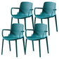 Contemporary Plastic Arm Chair Kitchen Dining Room Solid Back Chair Peacock Blue Set of 4 Clearhalo 'Dining Chairs' 'Dining Tables & Seating' 'dining_chair' 'Furniture' 'furniture_dining_chair' 'Kitchen & Dining Furniture' 4955013
